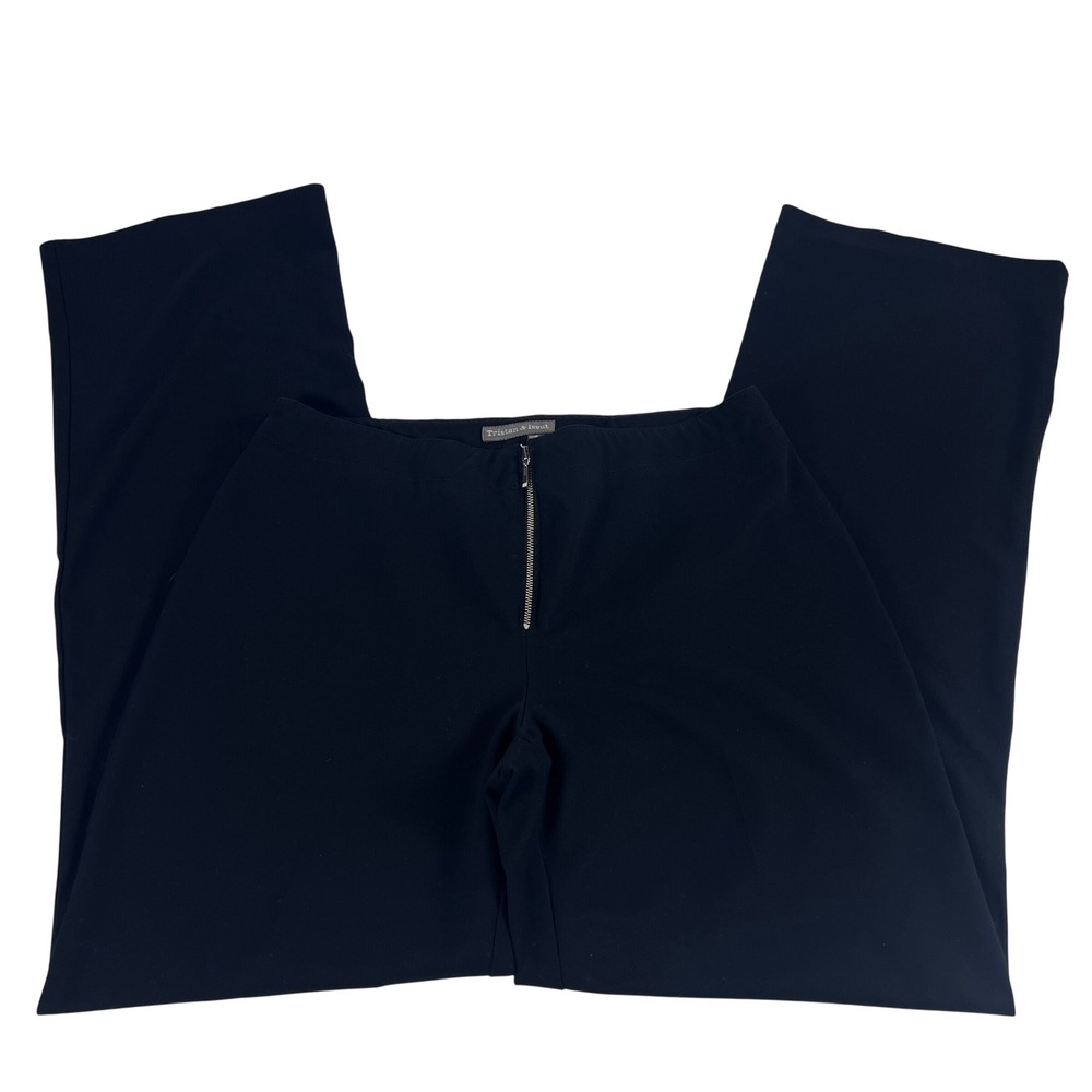 Tristan & Iseut Wide Tailored Leg Pants Womens 8 Black Front Zip Made in Canada